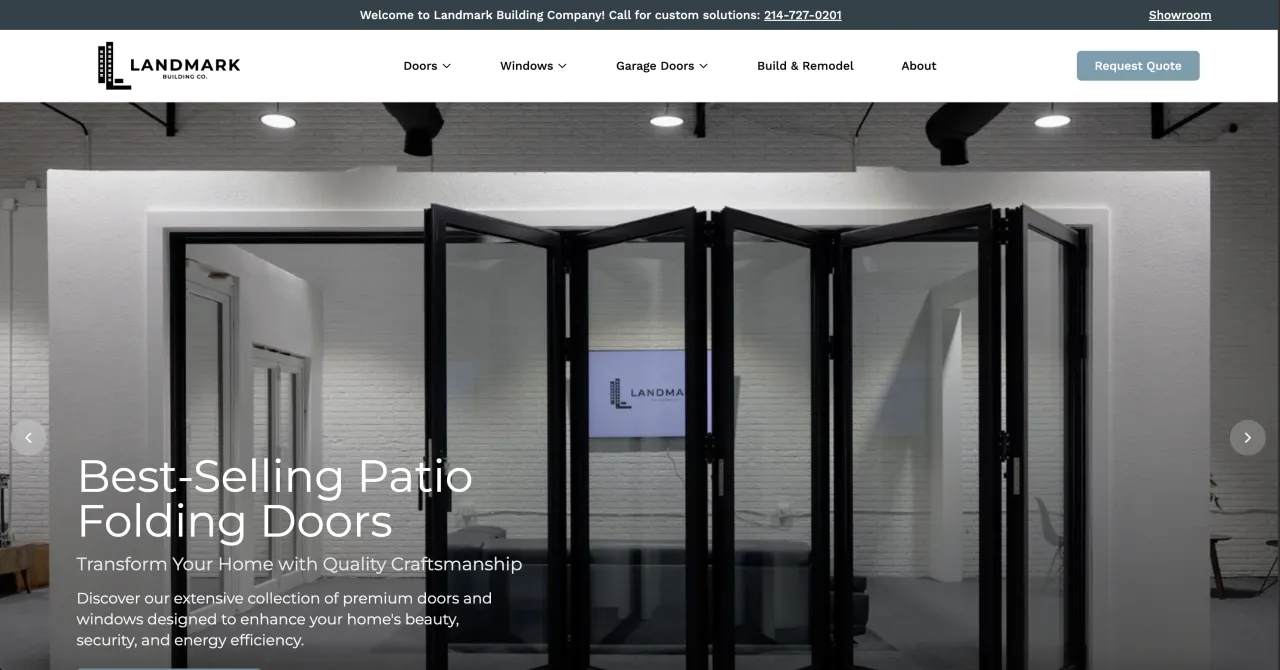 Landmark Building Company Landing Screenshot